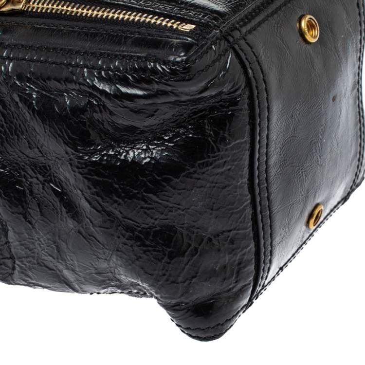 Pre Owned Yves Saint Laurent Black Patent Leather Mini Downtown Tote