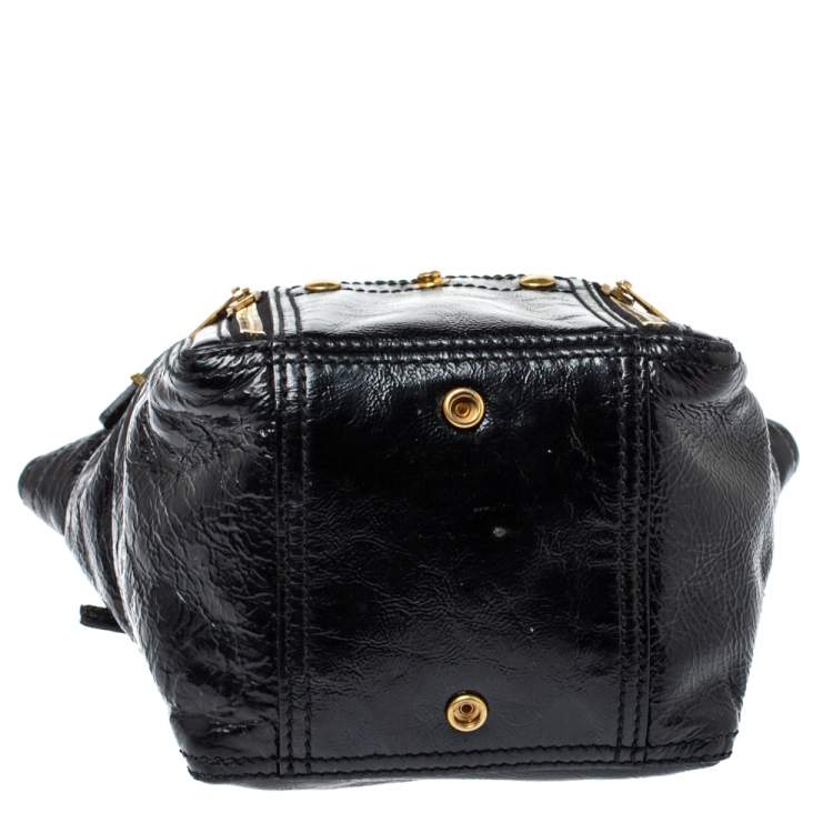 Pre Owned Yves Saint Laurent Black Patent Leather Mini Downtown Tote