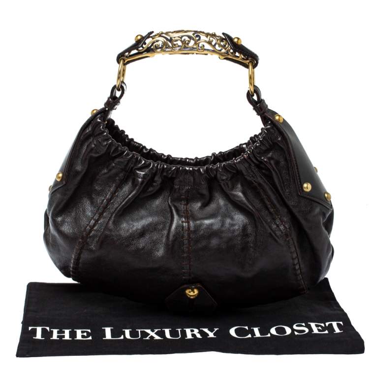 Pre Owned Yves Saint Laurent Dark Brown Leather Vincennes Mombasa Hobo
