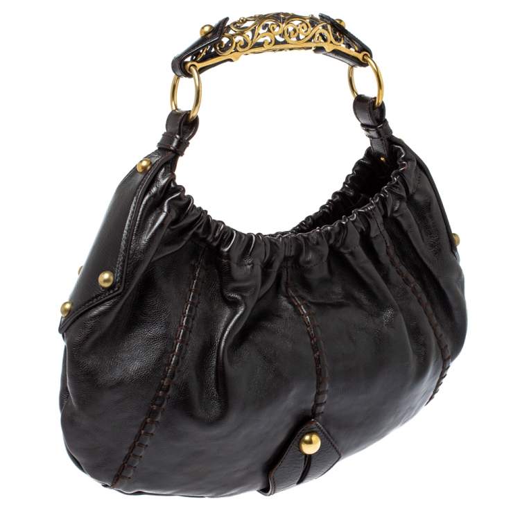 Pre Owned Yves Saint Laurent Dark Brown Leather Vincennes Mombasa Hobo