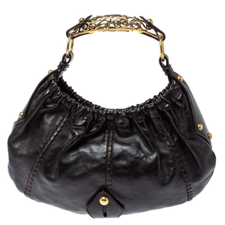 Pre Owned Yves Saint Laurent Dark Brown Leather Vincennes Mombasa Hobo