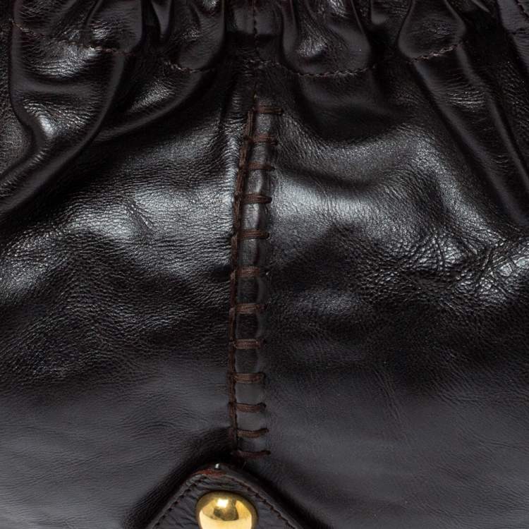 Pre Owned Yves Saint Laurent Dark Brown Leather Vincennes Mombasa Hobo