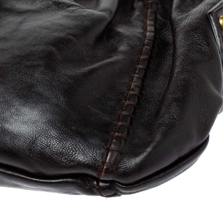 Pre Owned Yves Saint Laurent Dark Brown Leather Vincennes Mombasa Hobo