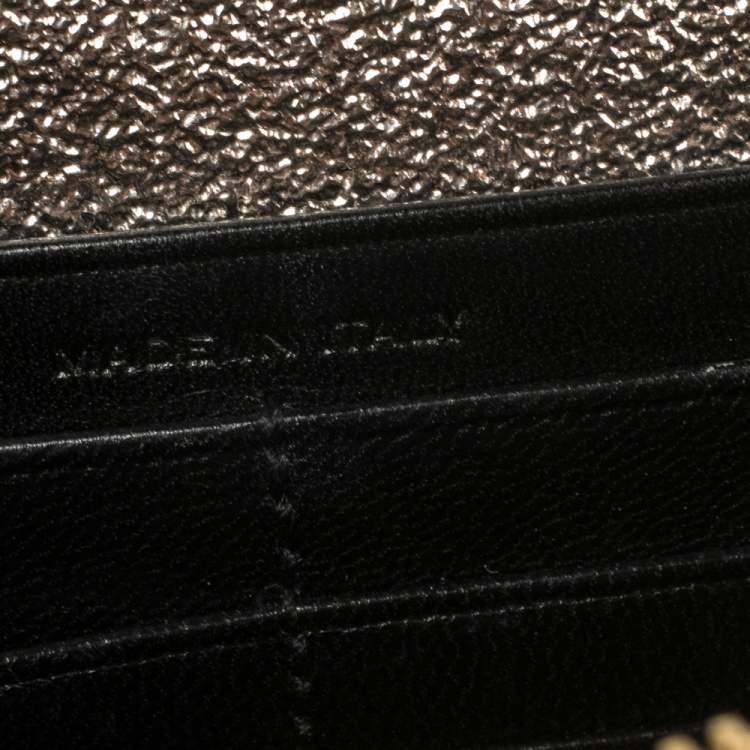 Pre Owned Saint Laurent Gold Textured Leather Kate Wallet on Chain