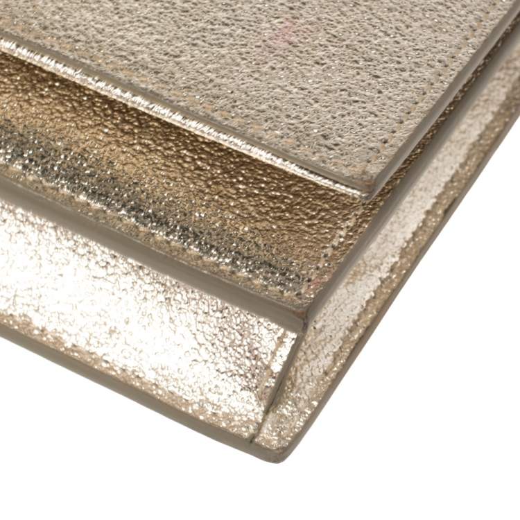 Pre Owned Saint Laurent Gold Textured Leather Kate Wallet on Chain