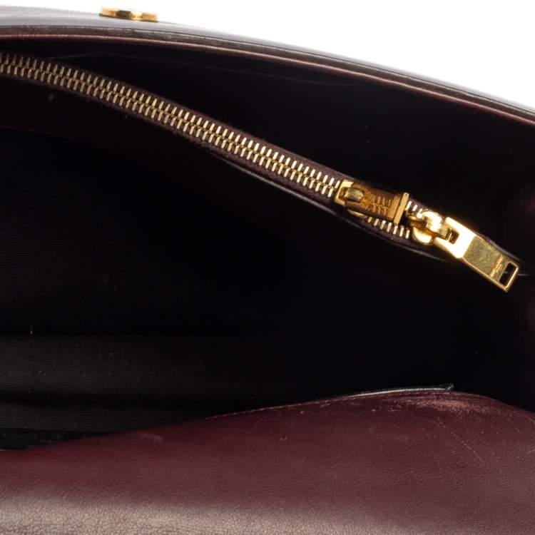 Pre Owned Saint Laurent Burgundy Leather Medium Moujik Top Handle Bag