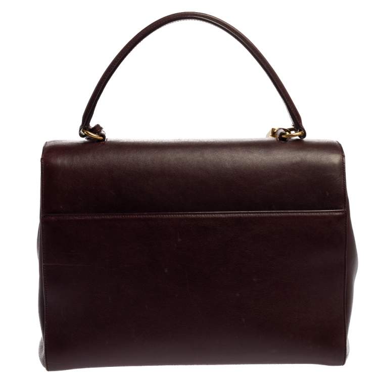 Pre Owned Saint Laurent Burgundy Leather Medium Moujik Top Handle Bag