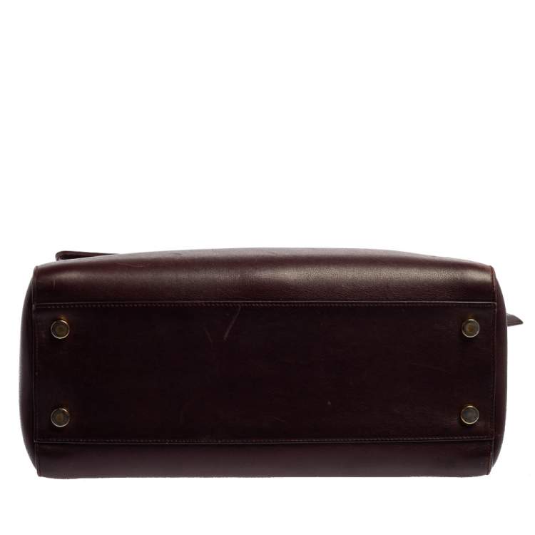 Pre Owned Saint Laurent Burgundy Leather Medium Moujik Top Handle Bag