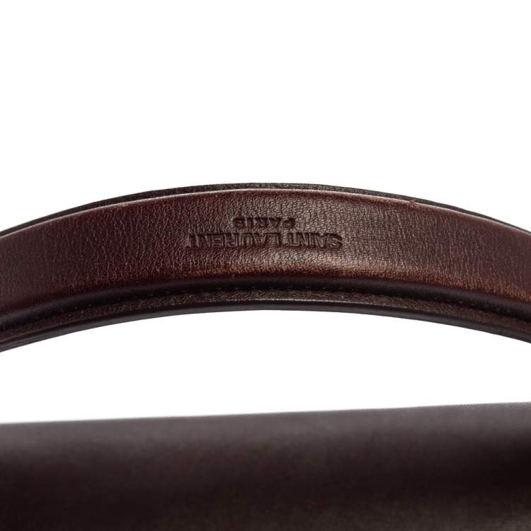 Pre Owned Saint Laurent Burgundy Leather Medium Moujik Top Handle Bag