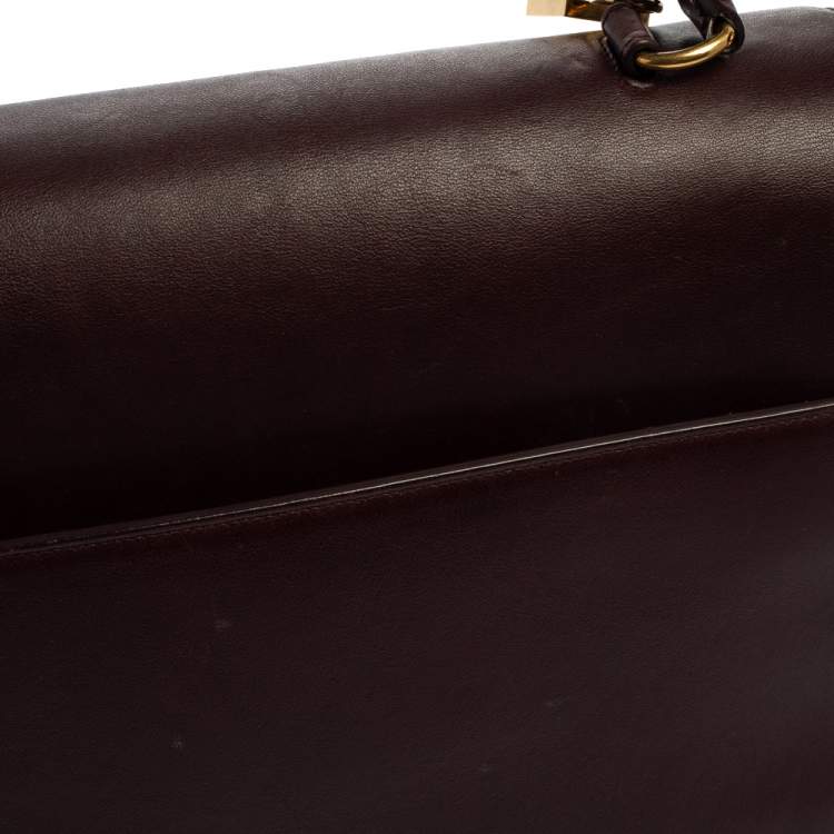 Pre Owned Saint Laurent Burgundy Leather Medium Moujik Top Handle Bag