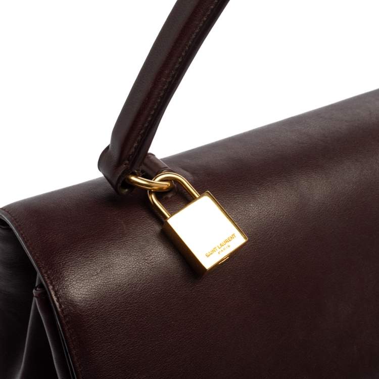 Pre Owned Saint Laurent Burgundy Leather Medium Moujik Top Handle Bag