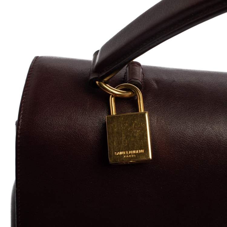Pre Owned Saint Laurent Burgundy Leather Medium Moujik Top Handle Bag