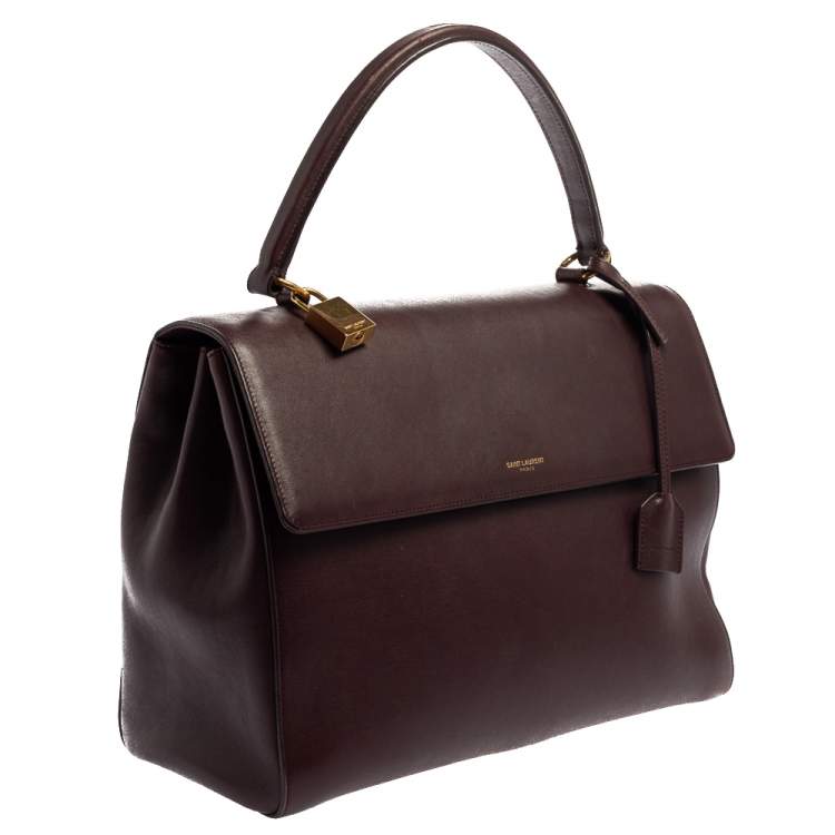 Pre Owned Saint Laurent Burgundy Leather Medium Moujik Top Handle Bag