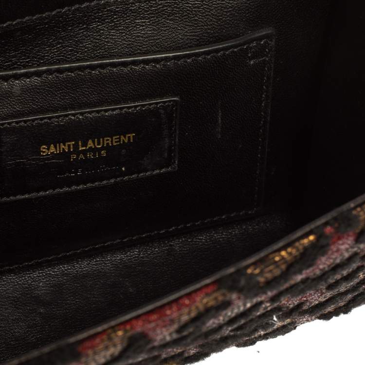 Pre Owned Saint Laurent Tri Color Fabric Small Kate Tassel Crossbody Bag