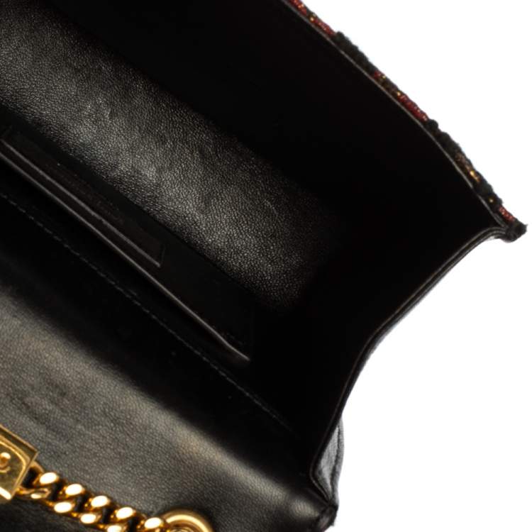 Pre Owned Saint Laurent Tri Color Fabric Small Kate Tassel Crossbody Bag