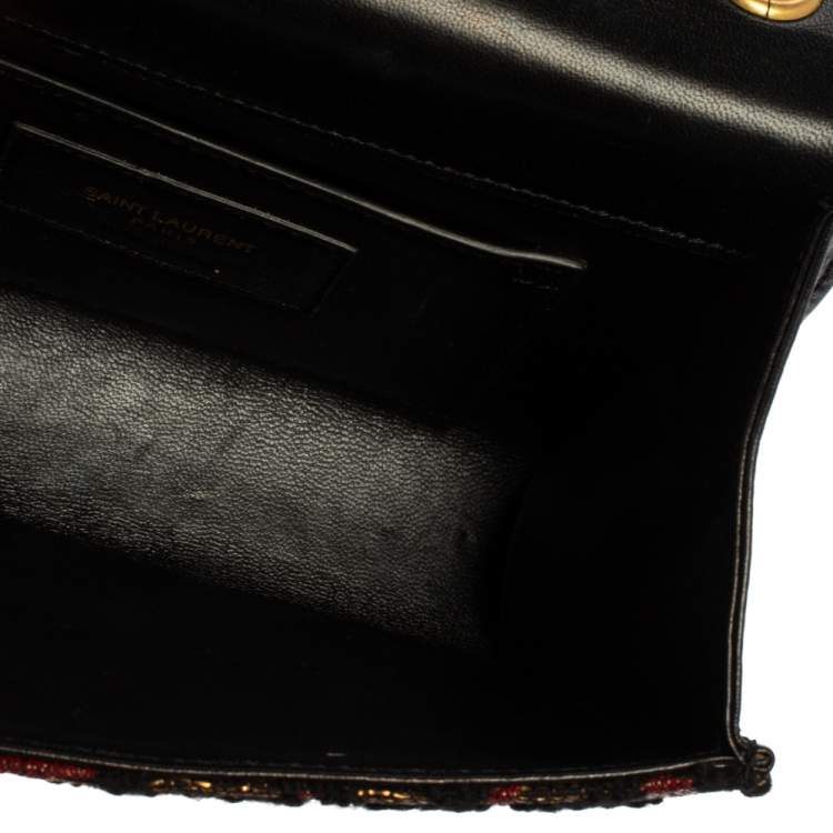Pre Owned Saint Laurent Tri Color Fabric Small Kate Tassel Crossbody Bag