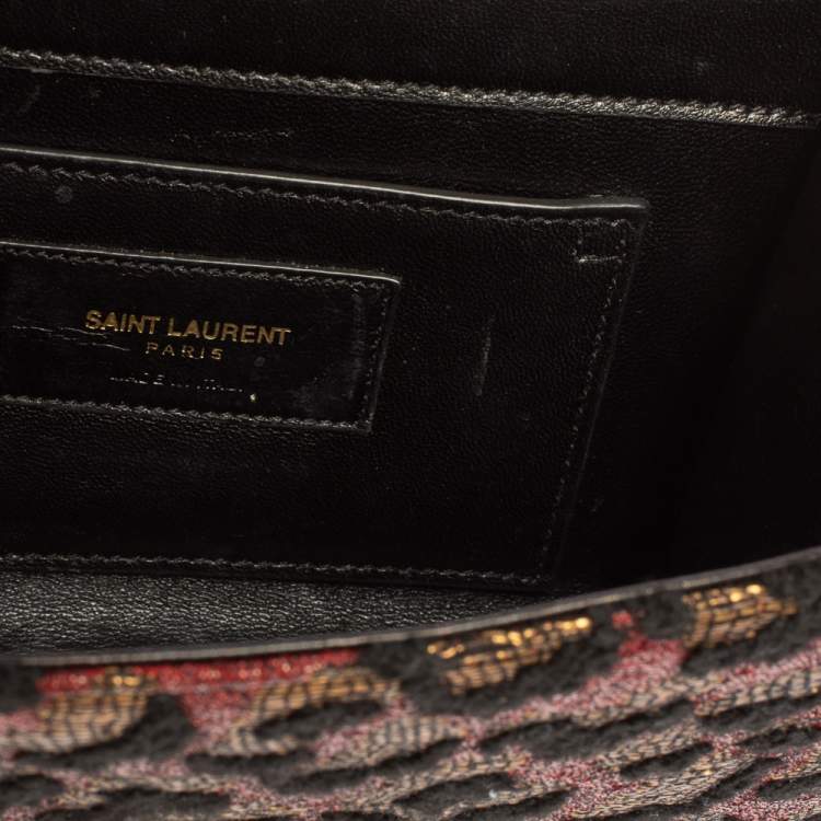 Pre Owned Saint Laurent Tri Color Fabric Small Kate Tassel Crossbody Bag