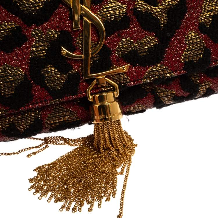 Pre Owned Saint Laurent Tri Color Fabric Small Kate Tassel Crossbody Bag