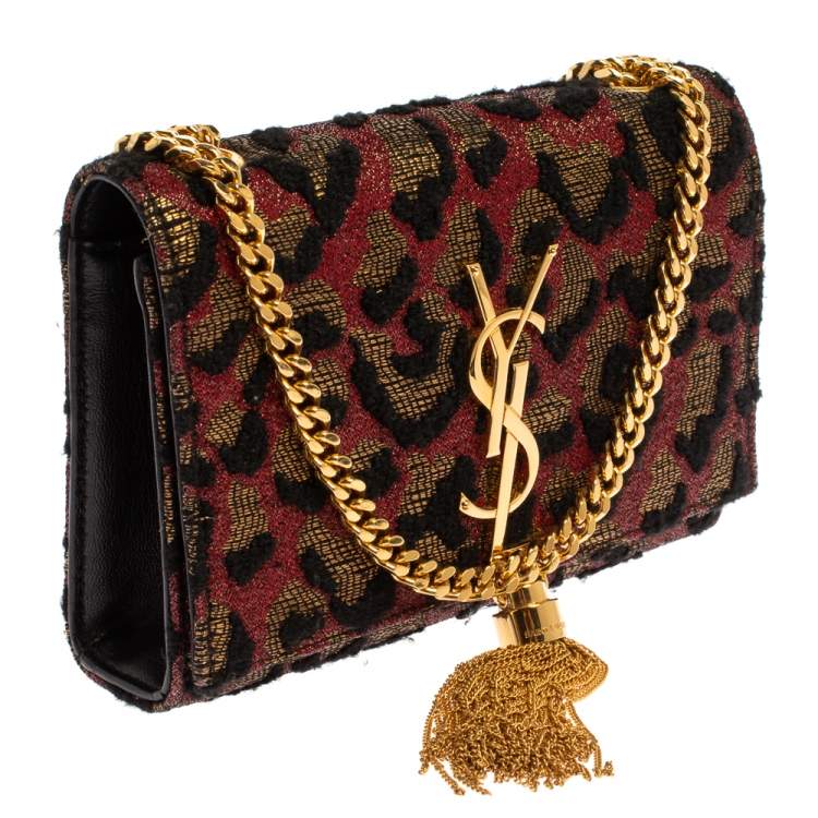 Pre Owned Saint Laurent Tri Color Fabric Small Kate Tassel Crossbody Bag