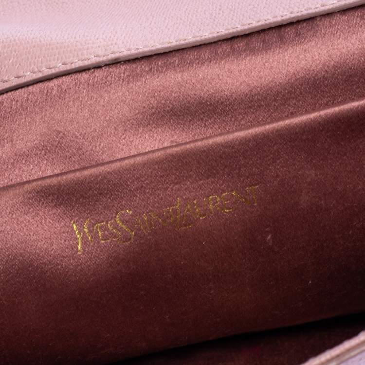 Pre Owned Yves Saint Laurent Bush Pink Leather Y-Ligne Clutch