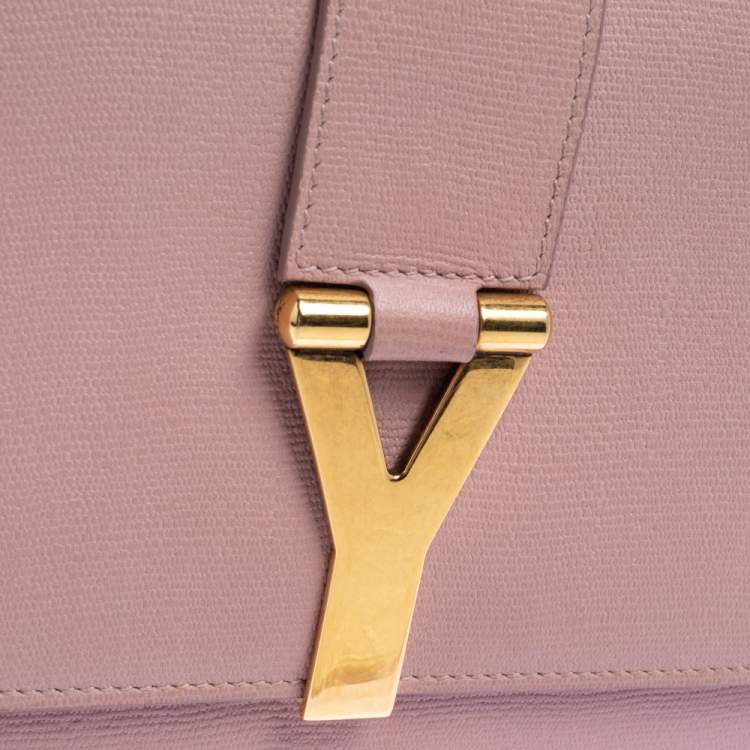 Pre Owned Yves Saint Laurent Bush Pink Leather Y-Ligne Clutch