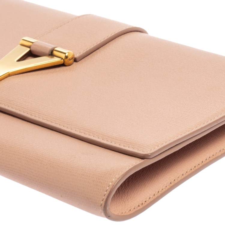 Pre Owned Yves Saint Laurent Bush Pink Leather Y-Ligne Clutch