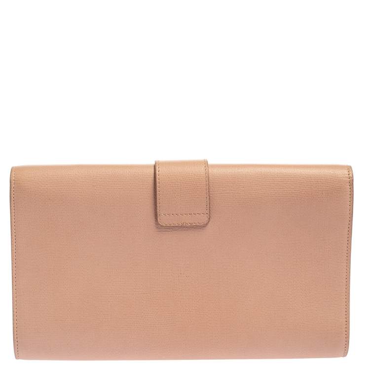 Pre Owned Yves Saint Laurent Bush Pink Leather Y-Ligne Clutch