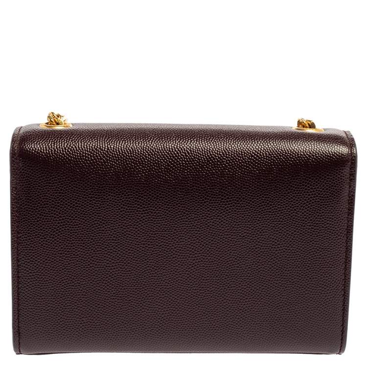Pre Owned Saint Laurent Burgundy Leather Small Monogram Kate Shoulder Bag