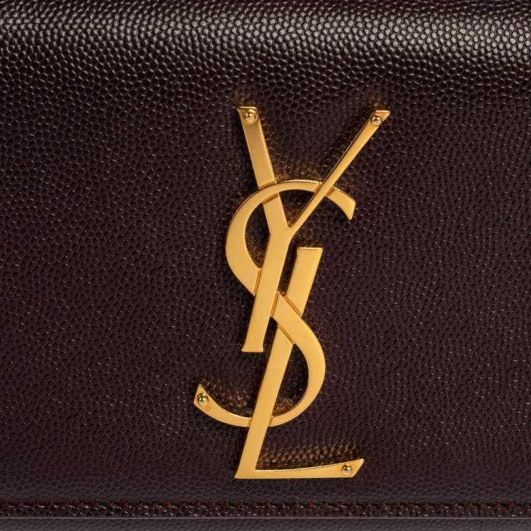 Pre Owned Saint Laurent Burgundy Leather Small Monogram Kate Shoulder Bag