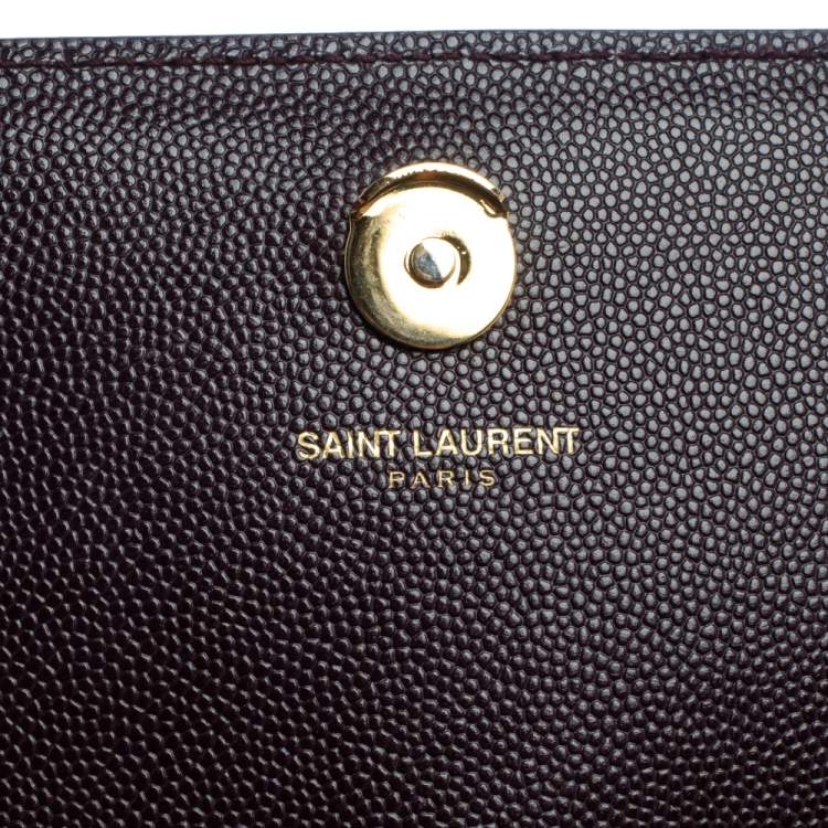 Pre Owned Saint Laurent Burgundy Leather Small Monogram Kate Shoulder Bag