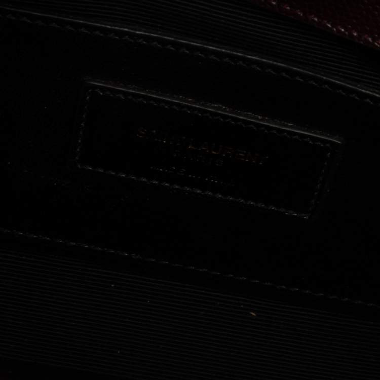 Pre Owned Saint Laurent Burgundy Leather Small Monogram Kate Shoulder Bag