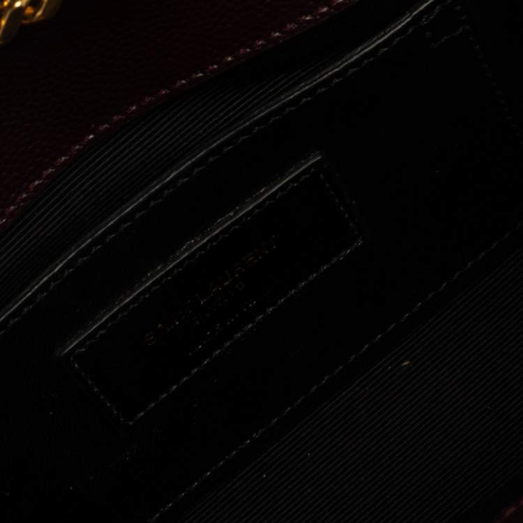 Pre Owned Saint Laurent Burgundy Leather Small Monogram Kate Shoulder Bag