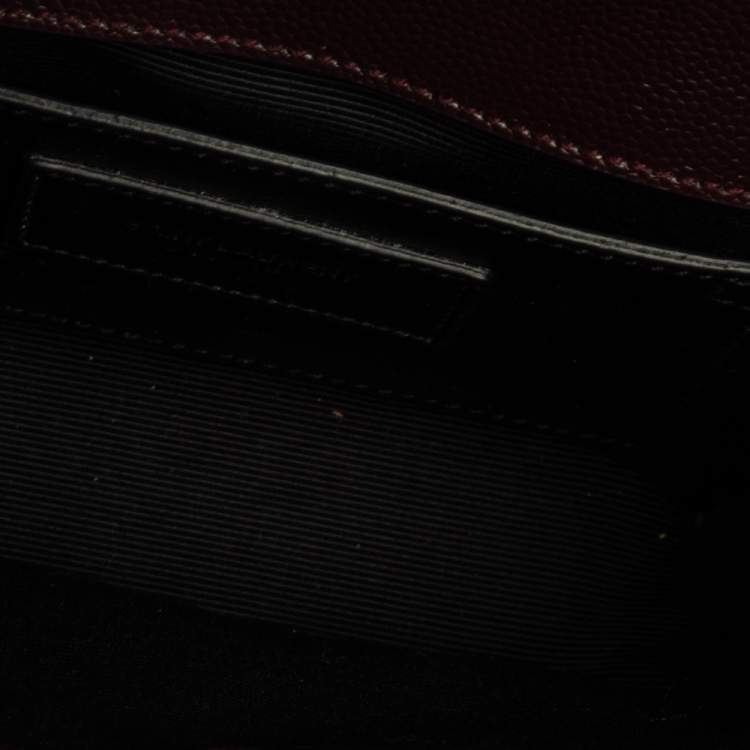 Pre Owned Saint Laurent Burgundy Leather Small Monogram Kate Shoulder Bag