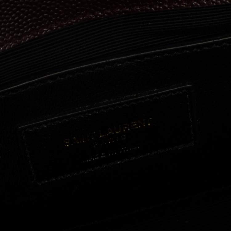 Pre Owned Saint Laurent Burgundy Leather Small Monogram Kate Shoulder Bag