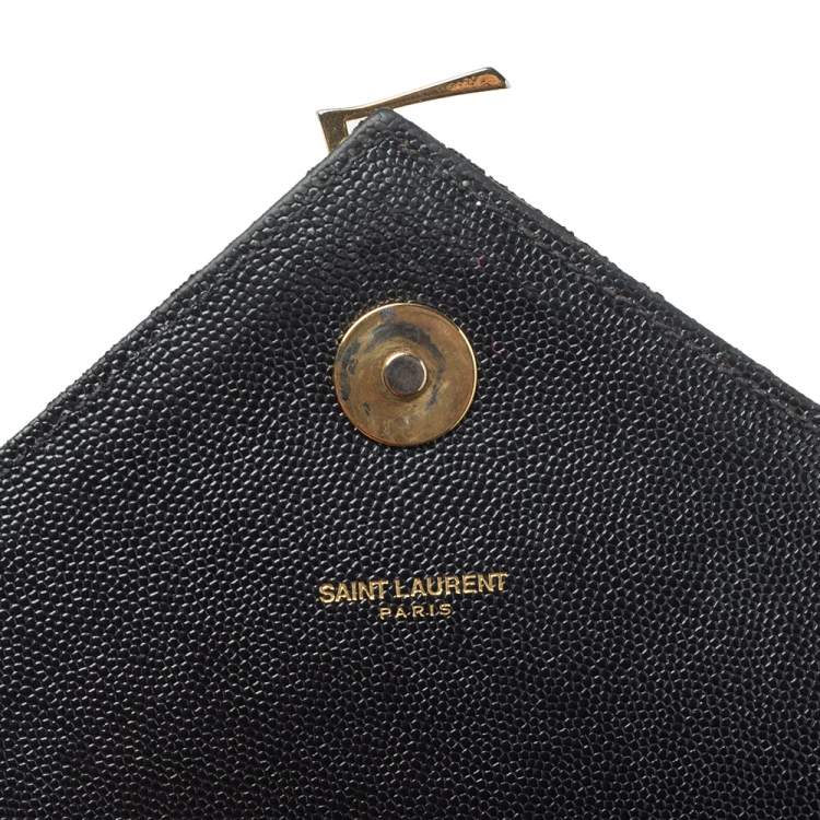 Pre Owned Saint Laurent Black Matelasse Leather Large Cassandre Flap Bag