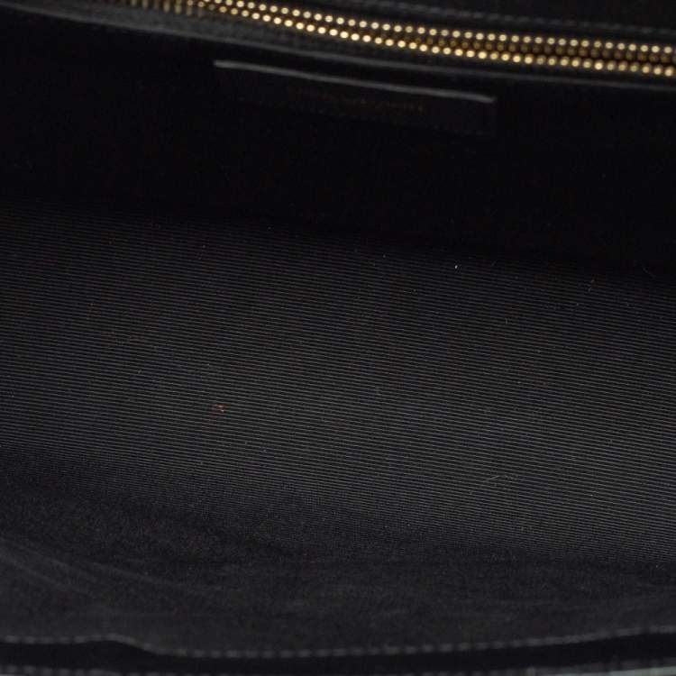 Pre Owned Saint Laurent Black Matelasse Leather Large Cassandre Flap Bag