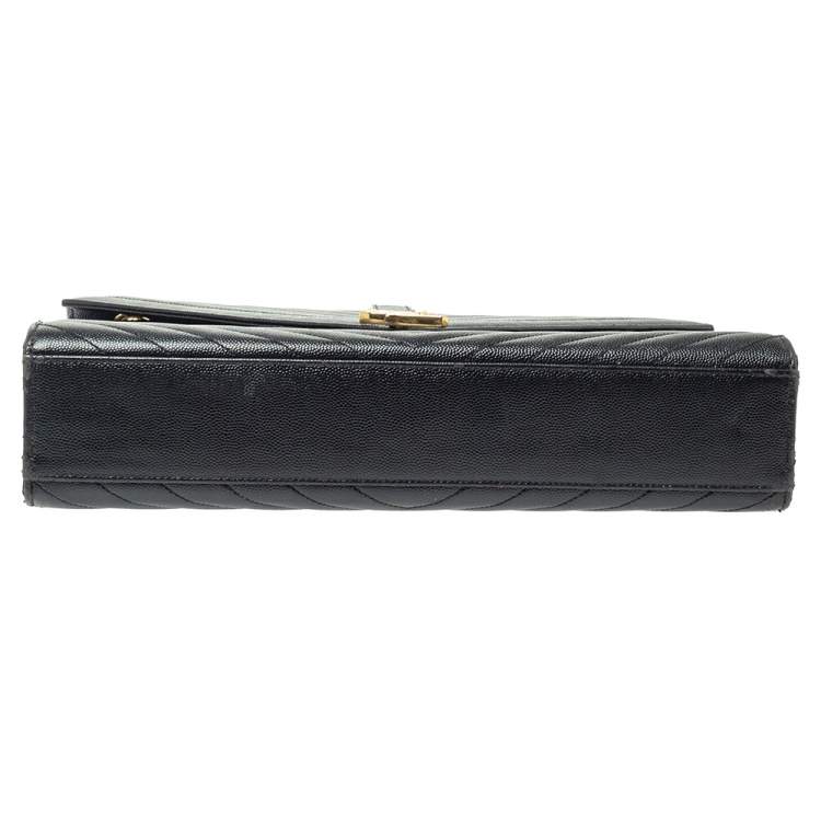 Pre Owned Saint Laurent Black Matelasse Leather Large Cassandre Flap Bag