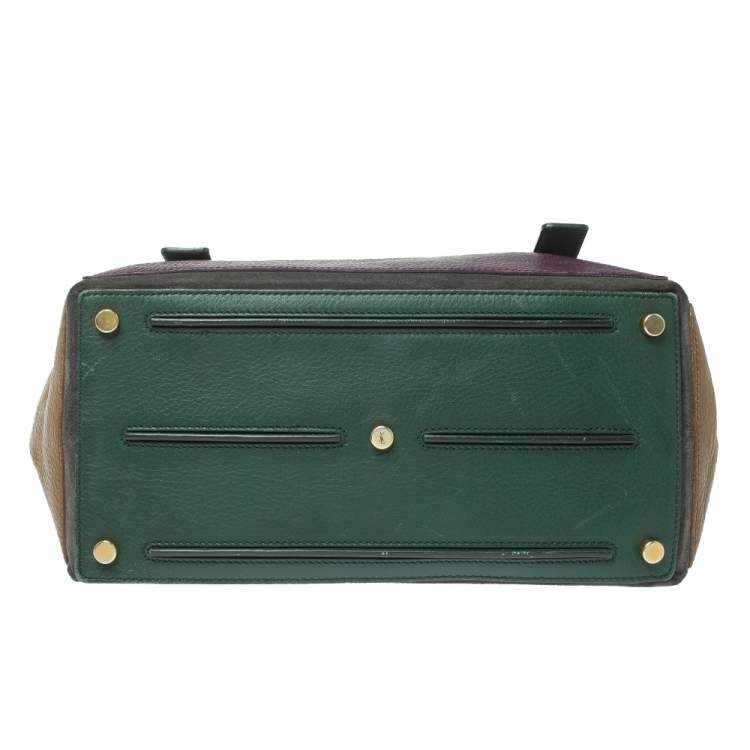 Pre Owned Yves Saint Laurent Tri Color Leather and Suede Muse Two Satchel