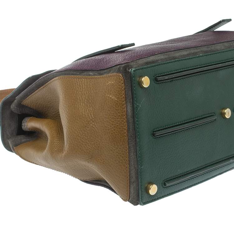 Pre Owned Yves Saint Laurent Tri Color Leather and Suede Muse Two Satchel