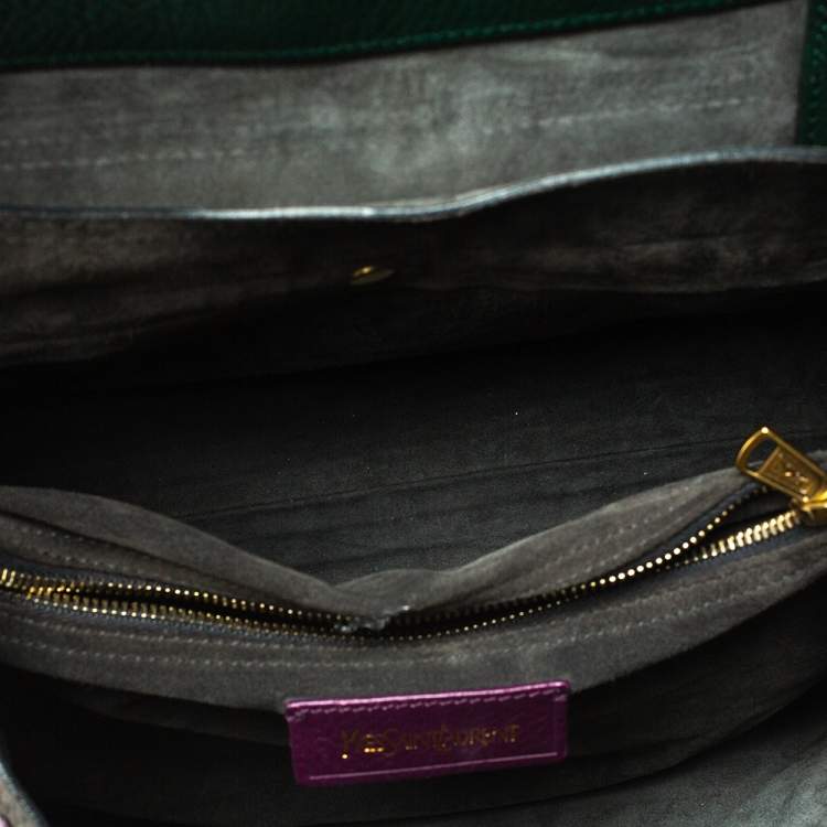 Pre Owned Yves Saint Laurent Tri Color Leather and Suede Muse Two Satchel