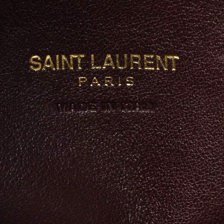 Pre Owned Saint Laurent Burgundy Matelassé Leather Small Monogram Cabas Tote