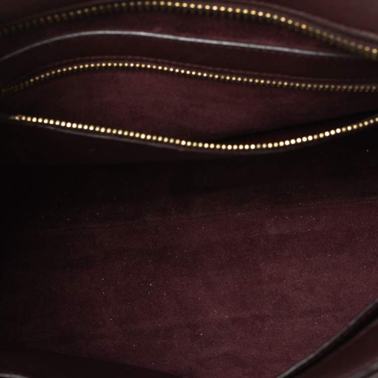 Pre Owned Saint Laurent Burgundy Matelassé Leather Small Monogram Cabas Tote