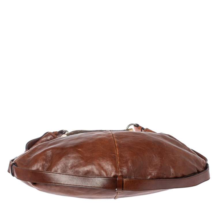 Pre Owned Saint Laurent Dark Brown Leather Mombasa Hobo 