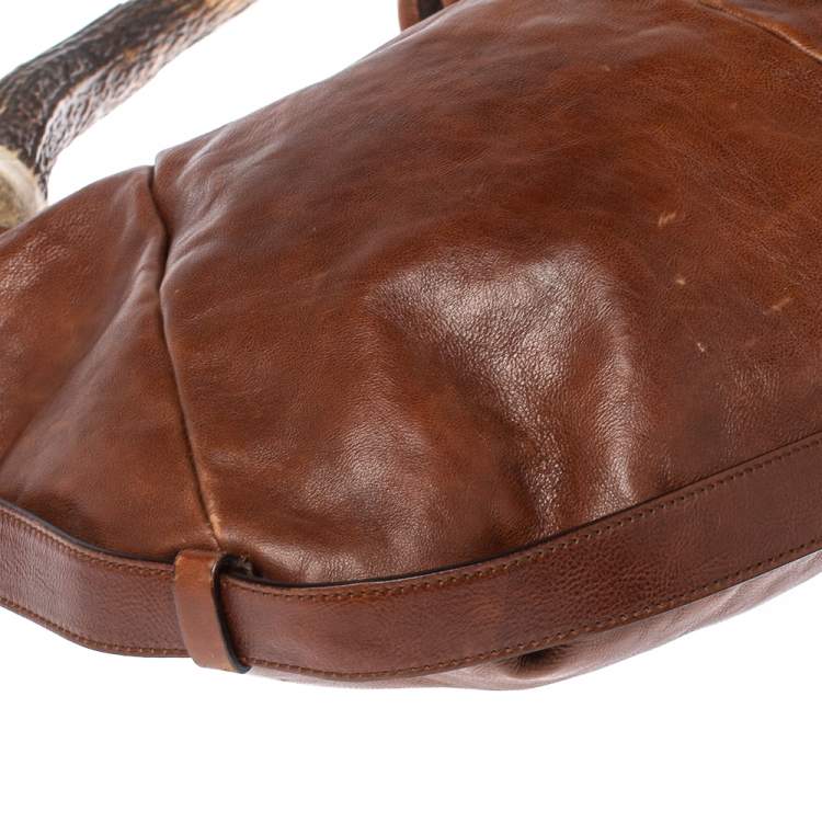 Pre Owned Saint Laurent Dark Brown Leather Mombasa Hobo 