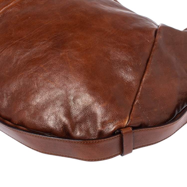 Pre Owned Saint Laurent Dark Brown Leather Mombasa Hobo 