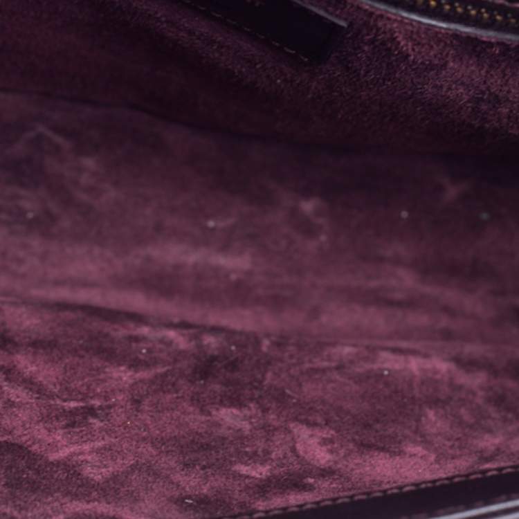 Pre Owned Saint Laurent Dark Burgundy Leather Medium Monogram Université Shoulder Bag