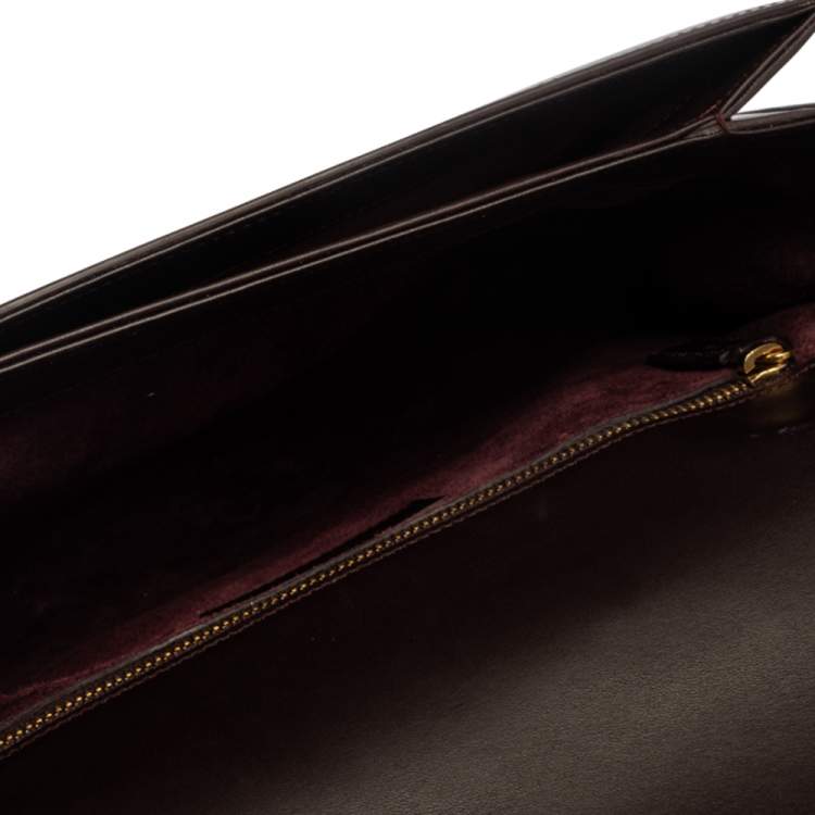 Pre Owned Saint Laurent Dark Burgundy Leather Medium Monogram Université Shoulder Bag