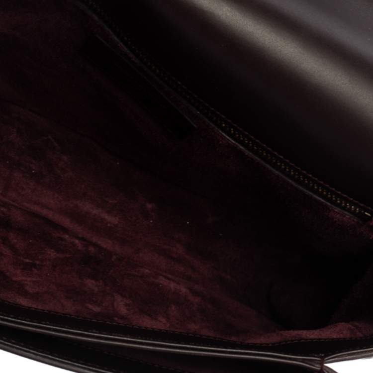 Pre Owned Saint Laurent Dark Burgundy Leather Medium Monogram Université Shoulder Bag