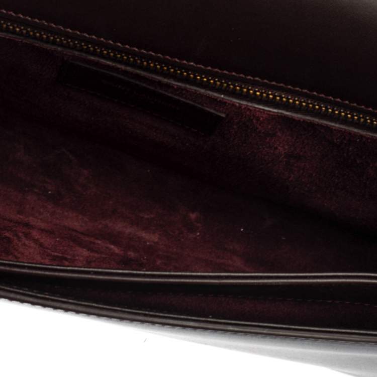 Pre Owned Saint Laurent Dark Burgundy Leather Medium Monogram Université Shoulder Bag