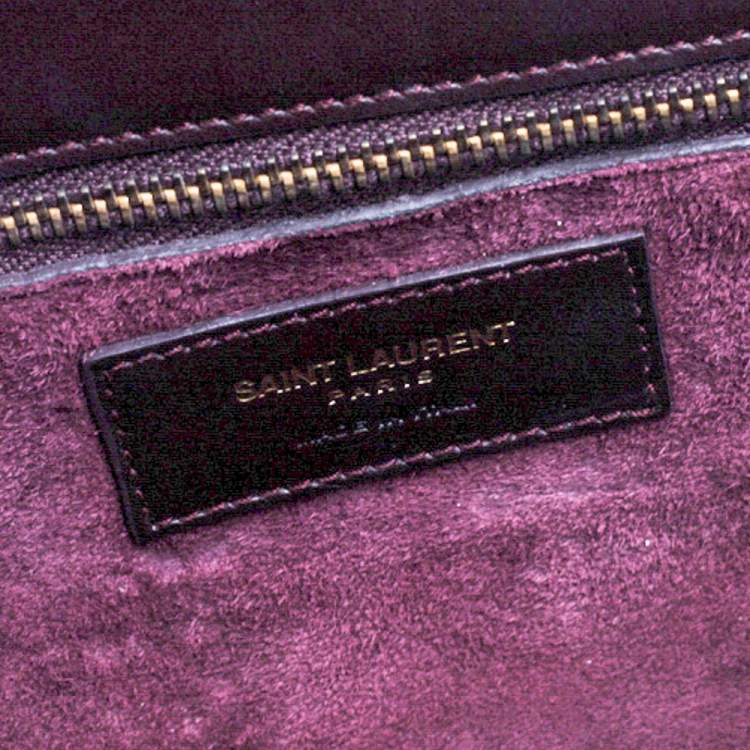 Pre Owned Saint Laurent Dark Burgundy Leather Medium Monogram Université Shoulder Bag